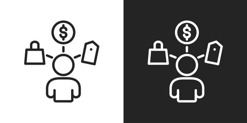Consumer Behavior Icon In Black And White Line Style