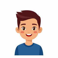 Flat vector cartoon character with cheerful eyes and a wide friendly grin