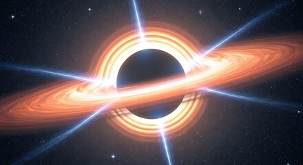 Obraz premium Stunning Black Hole Accretion Disk and Jets in Deep Space.