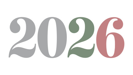 Numeric Epoch: The year 2026 is rendered in a clean, modern design, with each digit uniquely colored, marking a future milestone and providing visual interest. 