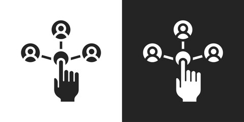 Business Networking Icon In Black And White Glyph Style