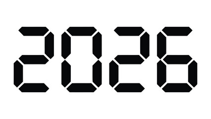 Digital Display of the Year 2026: A minimalist, high-contrast digital display boldly presents the year 2026. The clear, modern numerals stand out.