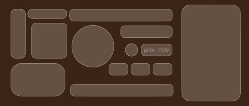 Brown U I elements with rounded corners and a join now button user interface buttons