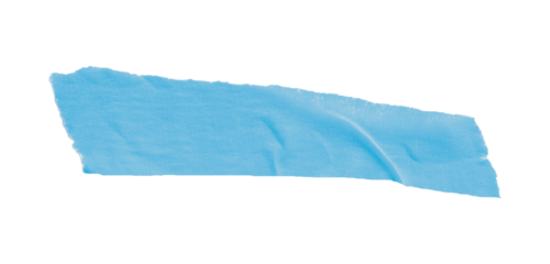 Light blue masking tape, plastic scotch, on a transparent background.