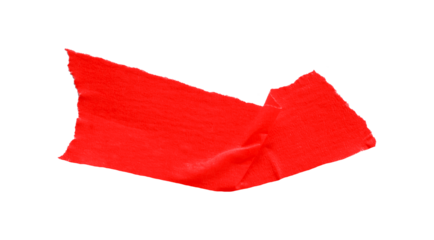 Red masking tape, plastic scotch, on a transparent background.