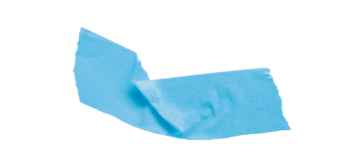Light blue masking tape, plastic scotch, on a transparent background.