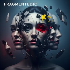 Shattered Psyche: Surreal Portrait of Fragmented Faces, Blurred Edges, and Shifting Colors Evoking Inner Turmoil and Fragmented Identity