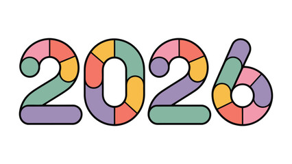 2026: A vibrant and colorful graphic, displaying the year 2026 in a modern, engaging font, ideal for use in various design projects and themes.
