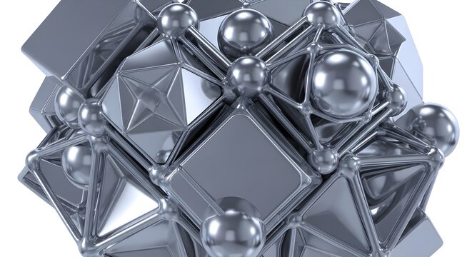 Abstract metal structure of connected geometric forms