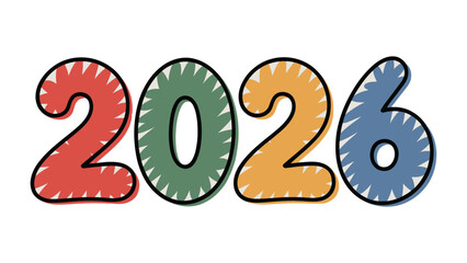 New year 2026: A vibrant and colorful display of the year 2026 is showcased, perfect for representing future planning and aspirations. The numbers are bold and inviting.