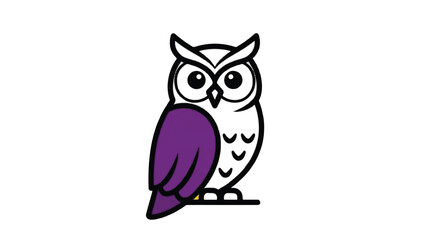 Fototapeta premium Stylized Owl Illustration with Purple and White Feathers.