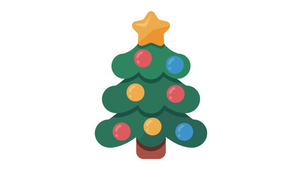 Festive Cheer: A cheerful illustration of a decorated Christmas tree, a symbol of seasonal joy and celebration, adorned with colorful ornaments and a radiant star.