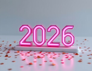 Futuristic Countdown Display with Confetti and Soft Pastel Glow