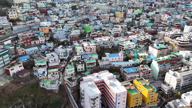 Busan city view, Drone footage, South Korea
