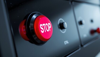 Vivid Red Emergency Stop Button
