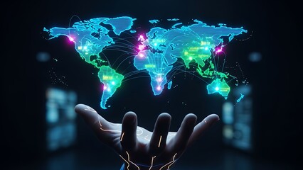 Global Network Technology and Digital Connections Illustrating Worldwide Communication and Data Flow