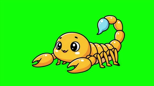 Cute Cartoon Scorpion Insect Animated Loopable Green Screen Chroma Key Element for Desert and Animal Projects