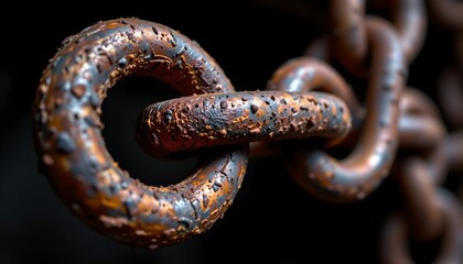 Fototapeta premium Weathered Rusty Chain Link Dramatic Lighting