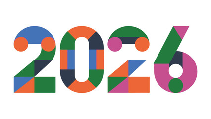 Colorful 2026: A vibrant and modern depiction of the year 2026, composed of colorful geometric shapes. This visually striking design embodies a sense of optimism, progress, and forward-thinking.