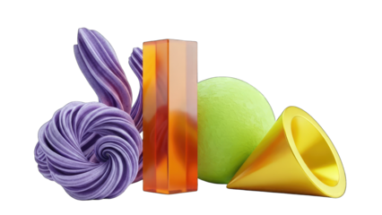 Abstract Geometric Shapes in Vibrant Colors on White Background