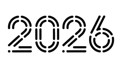 2026: A minimalist representation of the year 2026. This contemporary design conveys a sense of modernity and forward-thinking, making it a perfect visual element for future-oriented themes.