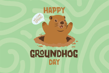 Happy groundhogs day, spring, background banner, celebration