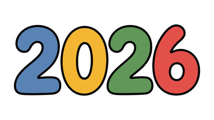 Vibrant Countdown: A colorful numerical display proudly announces the arrival of the year 2026, marking a significant milestone or exciting future event. 