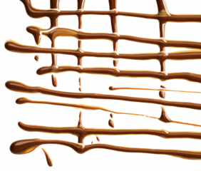 A white background with a brown liquid dripping down in a pattern