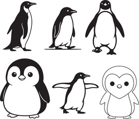 Naklejka premium penguin illustration silhouette on white background