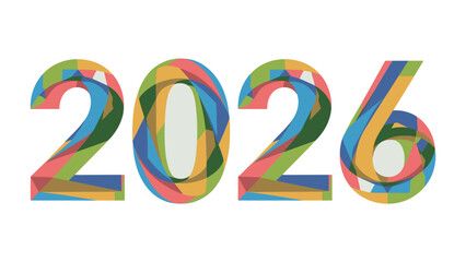 Vision 2026: A vibrant and colorful display of the year 2026, crafted with intersecting shapes and hues to signify the exciting possibilities of the future. 