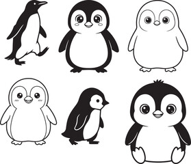 Naklejka premium penguin illustration silhouette on white background
