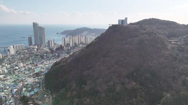 Busan city view, Drone footage, South Korea
