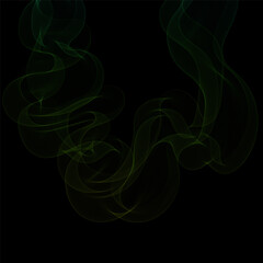 Green Smoky abstract wave on a black background. Vector design element. Eps 10