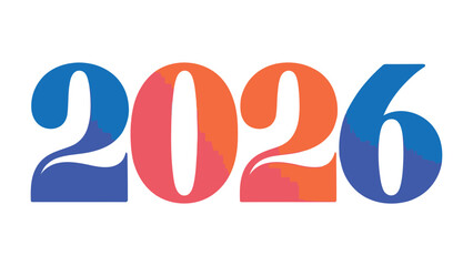2026 Typography: A vibrant and modern design showcasing the year 2026, composed of bold and colorful typography. Perfect for concepts related to future dates, predictions, or new year celebrations.