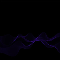 Blue Smoky abstract wave on a black background. Vector design element. If Template for advertisement, banner, brochure, screen saver. Eps 10