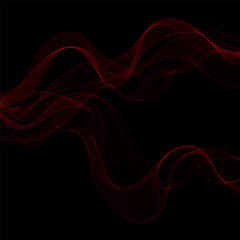 Red wave on a black background. Abstract vector pattern. Eps 10