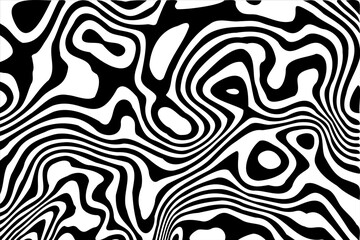 Fototapeta premium Intricate monochrome illustration. Dynamic wavy lines creating a unique optical abstract pattern. Eps 10