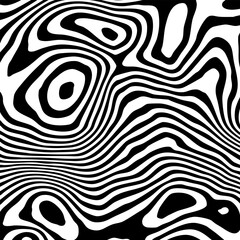 Psychedelic pattern with chaotic black stripes. Eps 10