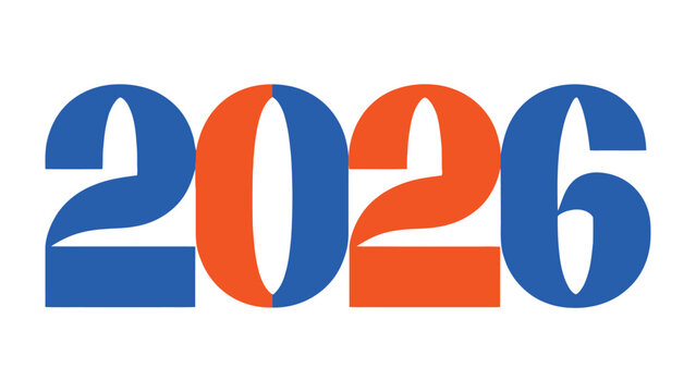 Numerological Vision: A bold numeral representation of the year 2026, set against a pristine background, serving as a versatile emblem for future projects and concept.