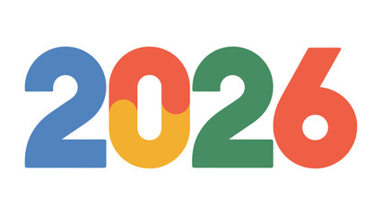 Year 2026 Typography: A vibrant and colorful design displaying the number 2026, showcasing a modern and eye-catching aesthetic.