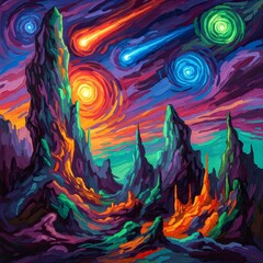 Vivid Xenodreamt: A Surreal Expressionist Landscape of Swirling, Dynamic Colors and Rich Textures Beyond the Veil of Known Reality Unbound