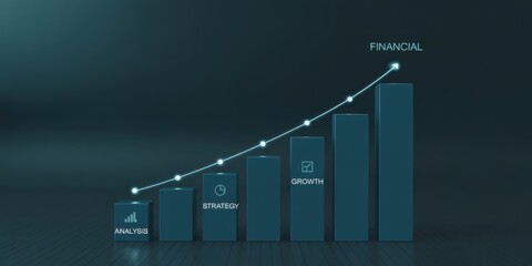 Financial Growth Chart: A visual representation of financial progress, depicted through an upward-trending bar graph, symbolizing growth.