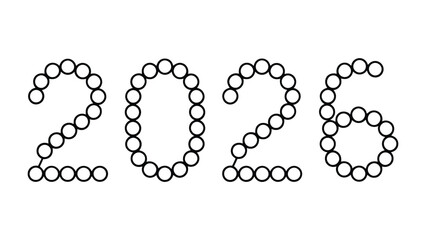 2026 Typography: A minimalistic composition, the year 2026 is artfully rendered through an array of interconnected circles. This clean design showcases a modern aesthetic.