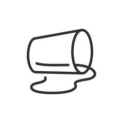 Spilled glass, linear icon. Accidental mess and liquid spill. Line with editable stroke