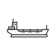 Obraz premium tanker ship outline icon. Oil tanker ship black line illustration.