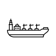 Obraz premium Bulk carrier ship outline icon. cargo ship black line illustration.