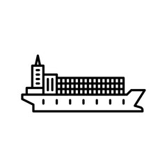 Naklejka premium Livestock ship outline icon. vessel black line illustration.