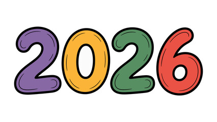 2026: A vibrant and colorful depiction of the year 2026, rendered with playful typography. This image is perfect for various concepts about future and the new year. 