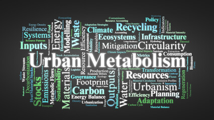 Urban Metabolism Word Cloud. Core Concepts of Resource Flows and Sustainable City Systems