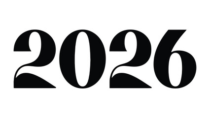 Bold Future: The striking year '2026' boldly emblazoned, a symbol of anticipation, progress, and the dawn of a new era. A minimalist design to represent the future.